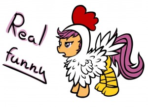 Scootaloo in a Chicken suit by Yooyfull