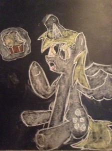 Alicorn Derpy Hooves/ Ditzy Doo eating a muffin by colonel210