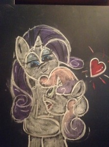 Rarity hugging Sweetie Belle by colonel210